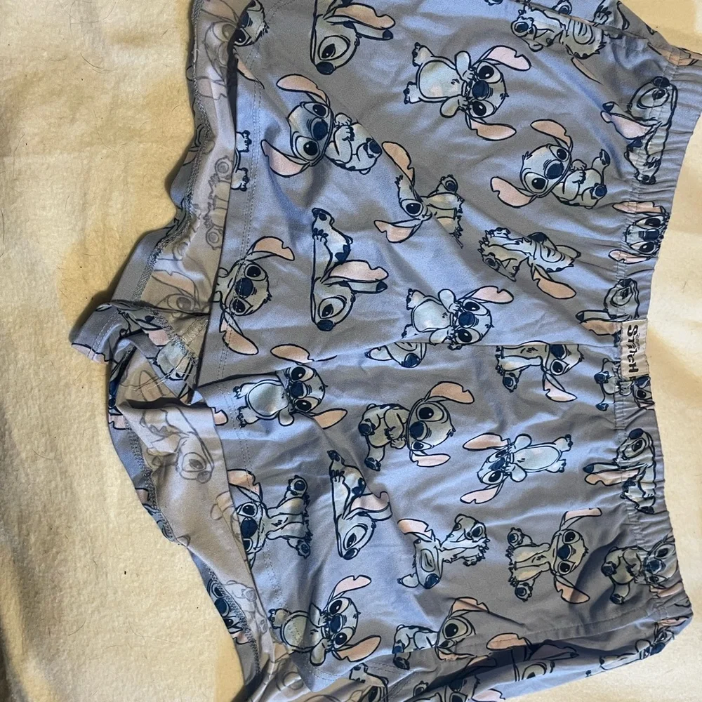 Blue Stitch Print Pajama Shorts - Picture 2 of 6